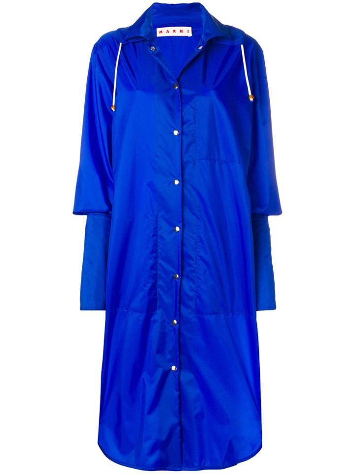 Marni Long Extended Cuff Raincoat - Blue