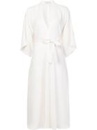 Tome V-neck Belted Dress - White