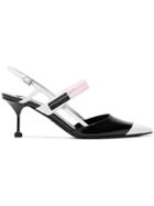 Prada Black Two Tone 65 Leather Slingbacks