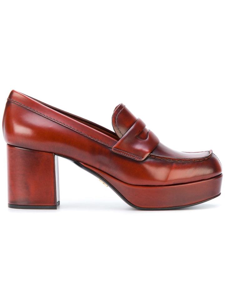 Prada High Heel Platform Pumps - Red