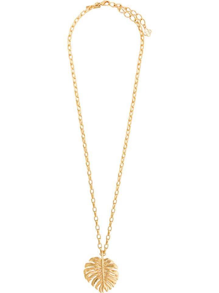 Oscar De La Renta Mostera Leaf Chain Necklace - Metallic