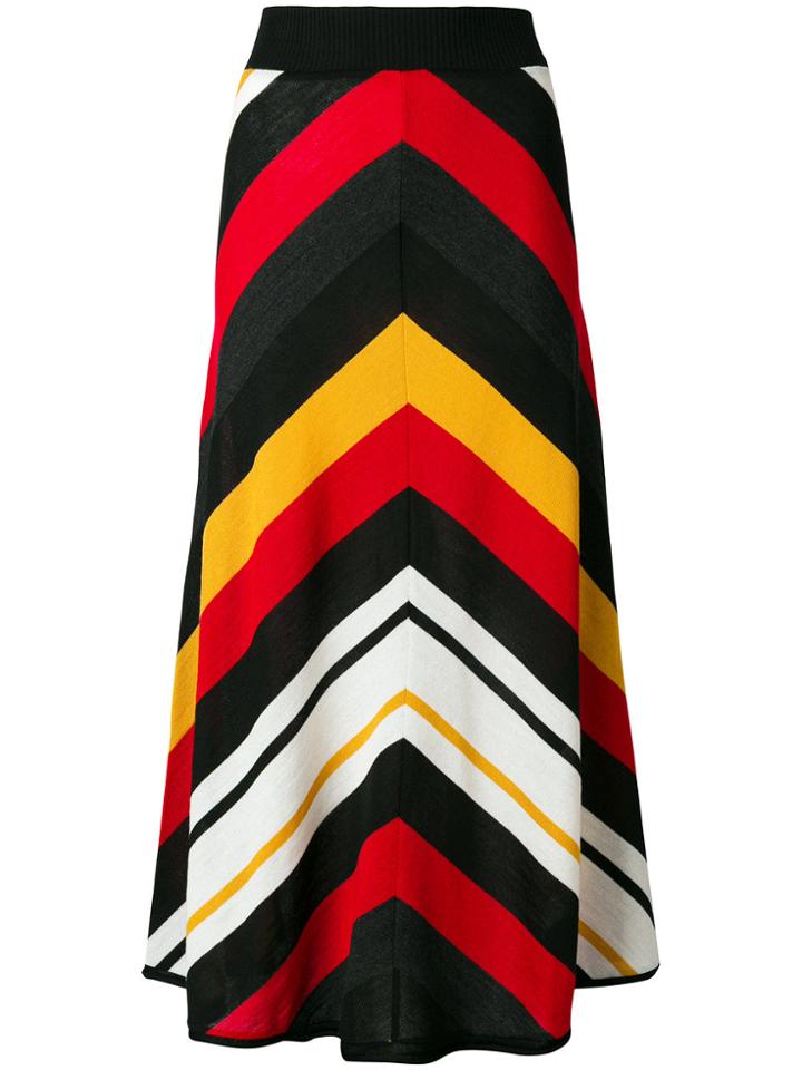 Msgm Striped Knitted Skirt - Black