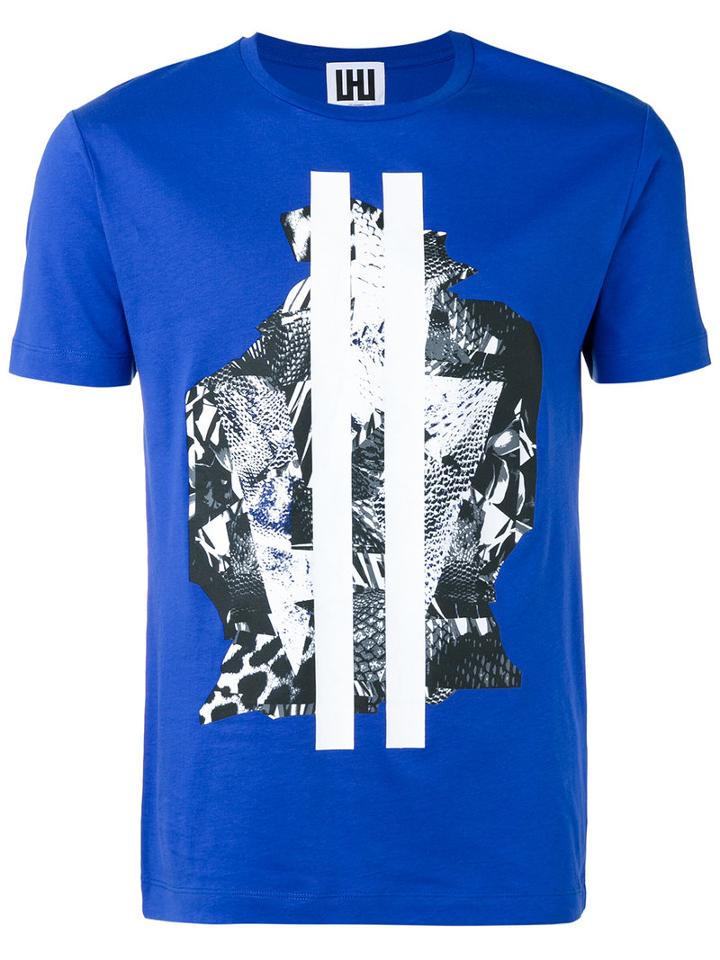 Les Hommes Urban Graphic Print T-shirt, Men's, Size: Medium, Blue, Cotton