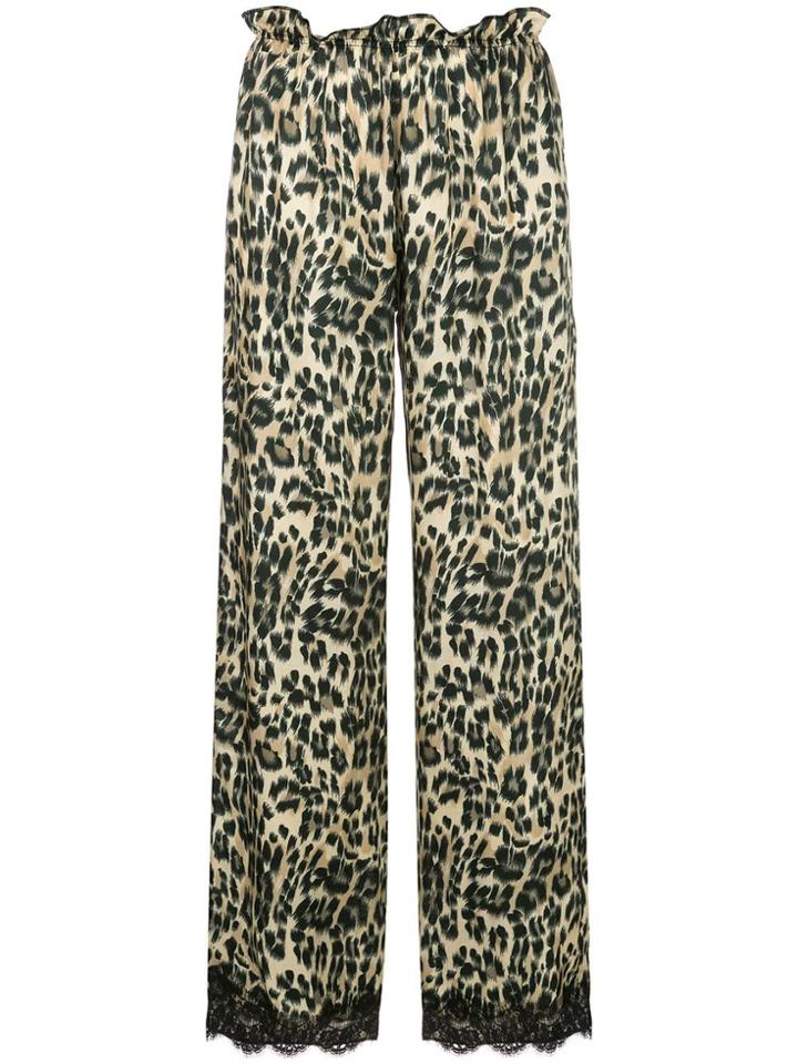 Icons Leopard Lace Trim Trousers - Black