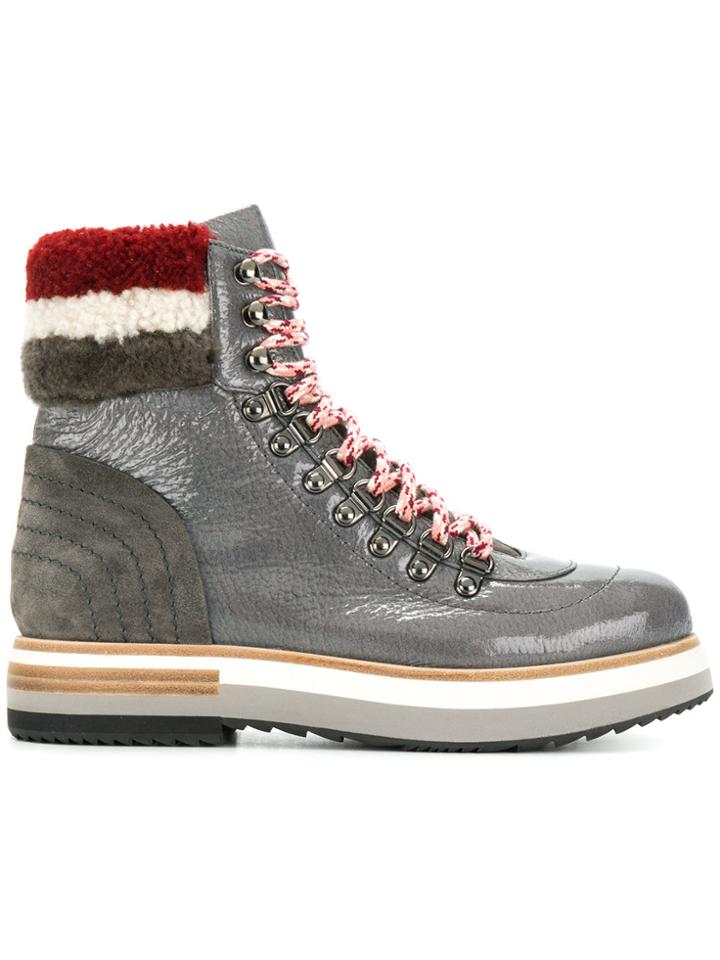Fabi Faux Shearling Trim Boots - Grey