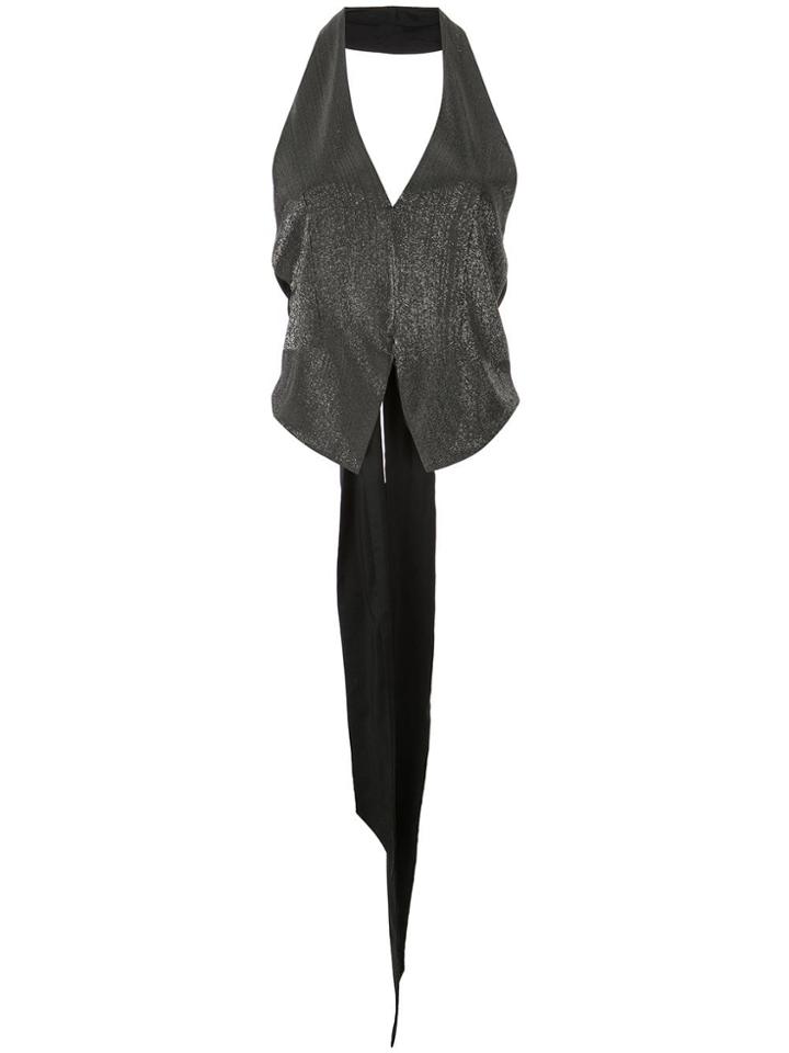 Brunello Cucinelli Halter Neck Tie Back Top - Silver