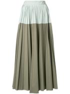 Lela Rose Bicolour Pleated Skirt, Women's, Size: 6, Green, Cotton