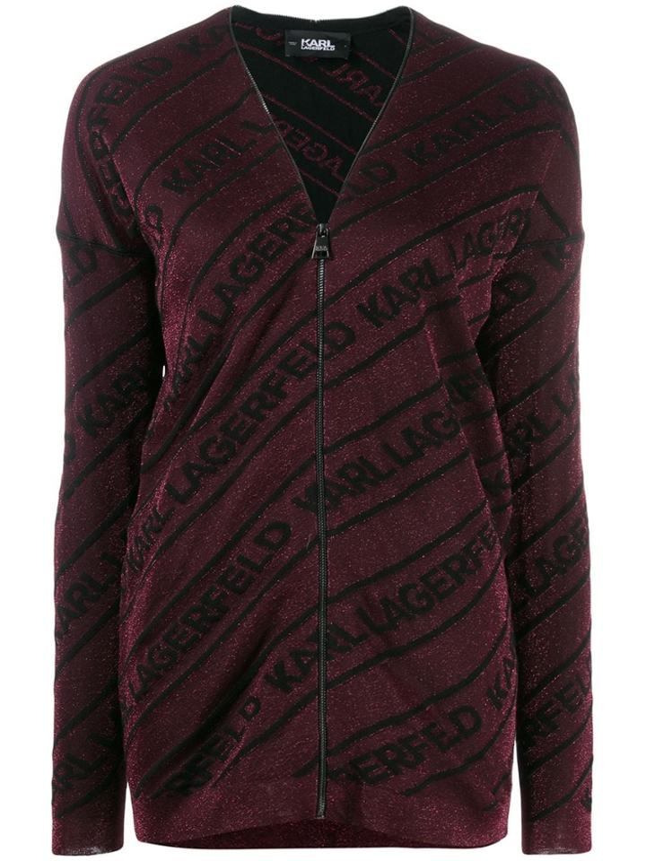Karl Lagerfeld Logo Cardigan - Purple