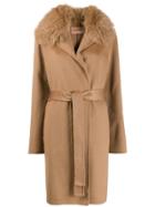 Yves Salomon Fur Collar Coat - Brown