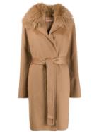 Yves Salomon Fur Collar Coat - Brown