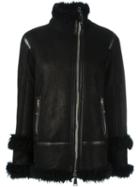 Drome Off-centre Zip Jacket, Women's, Size: Small, Black, Leather/lamb Fur