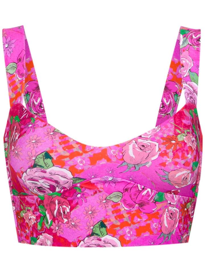 Amir Slama Floral Print Cropped Top - Pink