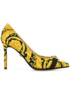 Versace Pointed Baroccoflage Pumps - Yellow