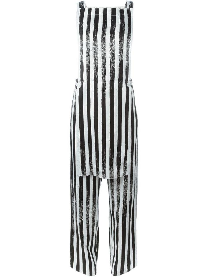 Mm6 Maison Margiela Distressed Striped Overalls, Women's, Size: 40, White, Modal/cupro/viscose