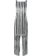 Mm6 Maison Margiela Distressed Striped Overalls, Women's, Size: 40, White, Modal/cupro/viscose