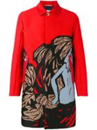 Oamc Illustrated Jacquard Coat, Men's, Size: Xl, Red, Polyester/polyamide/cotton/leather
