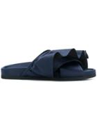 Joshua Sanders Ruffle Trim Slides - Blue