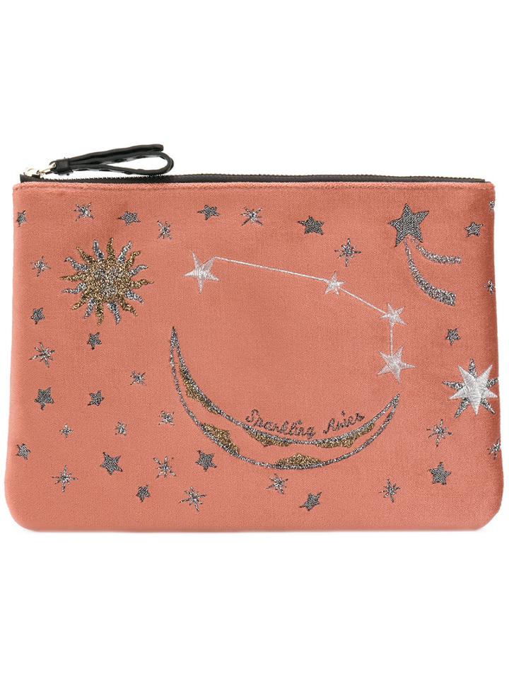 Mehry Mu - Velvet Zodiac Sign Pouch - Women - Acrylic/velvet - One Size, Pink/purple, Acrylic/velvet