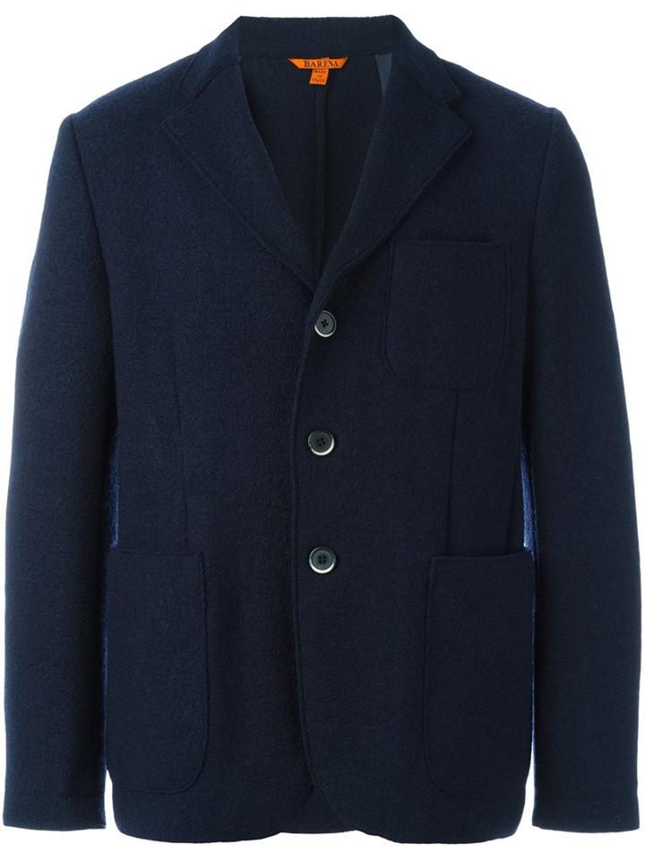 Barena Notched Lapel Blazer, Men's, Size: 48, Blue, Cotton/viscose/virgin Wool