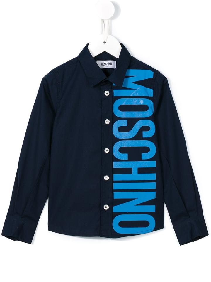 Moschino Kids Logo Print Shirt, Toddler Boy's, Size: 5 Yrs, Blue