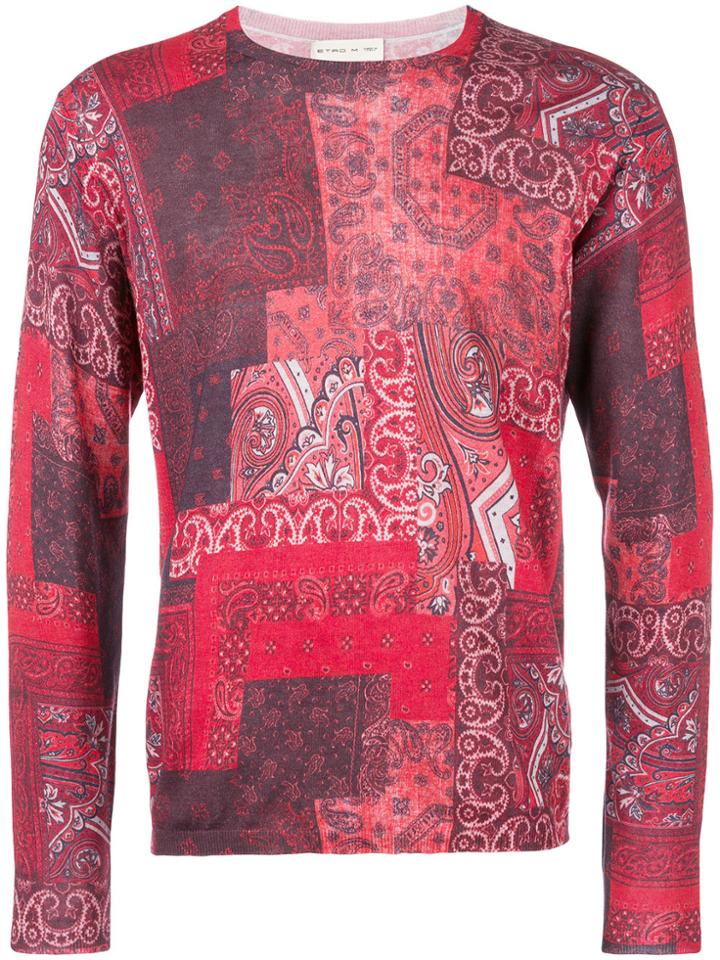 Etro Patchwork Print Paisley Sweater - Red