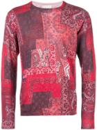 Etro Patchwork Print Paisley Sweater - Red