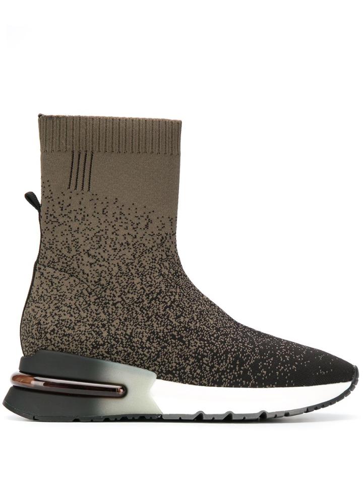 Ash Ombre Print Sock Trainers - Black