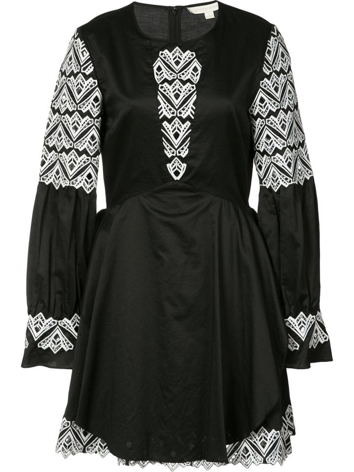 Jonathan Simkhai - Embroidered Flared Dress - Women - Cotton - Xs, Black, Cotton