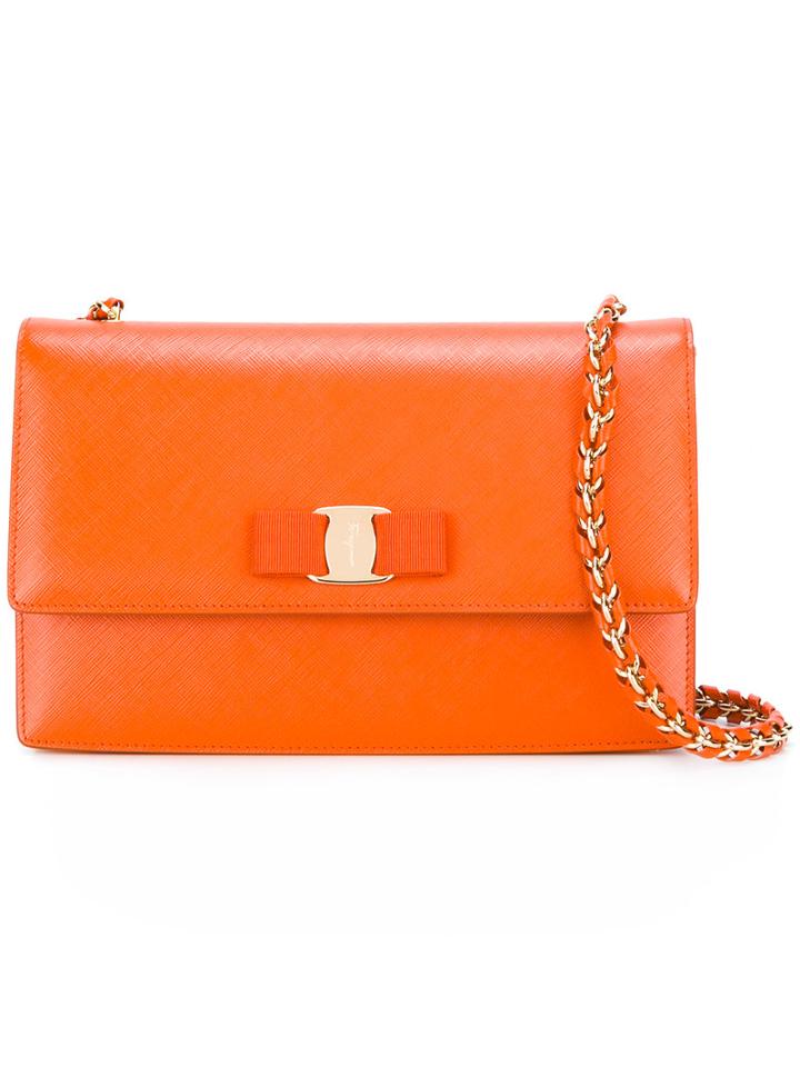 Salvatore Ferragamo Vara Crossbody Bag, Women's, Yellow/orange, Leather