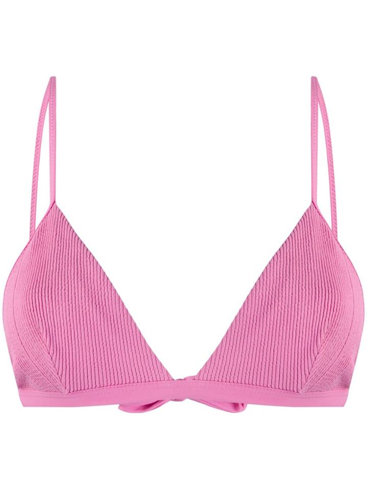 Ganni Ribbed Triangle Bikini Top - Pink