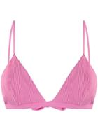 Ganni Ribbed Triangle Bikini Top - Pink