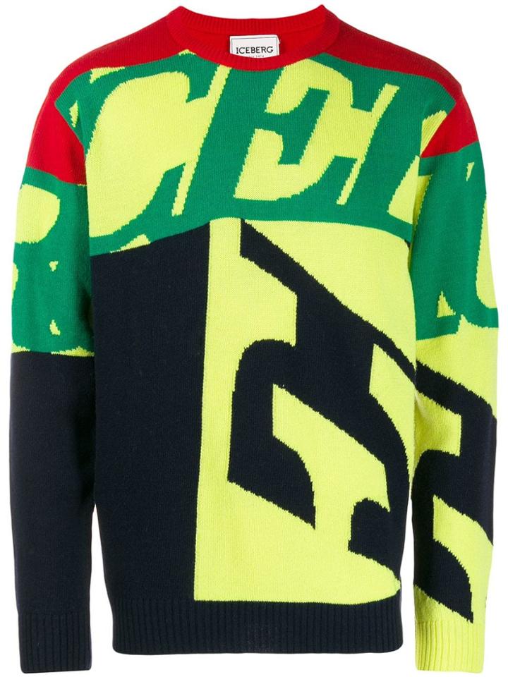 Iceberg Logo Intarsia Jumper - Yellow