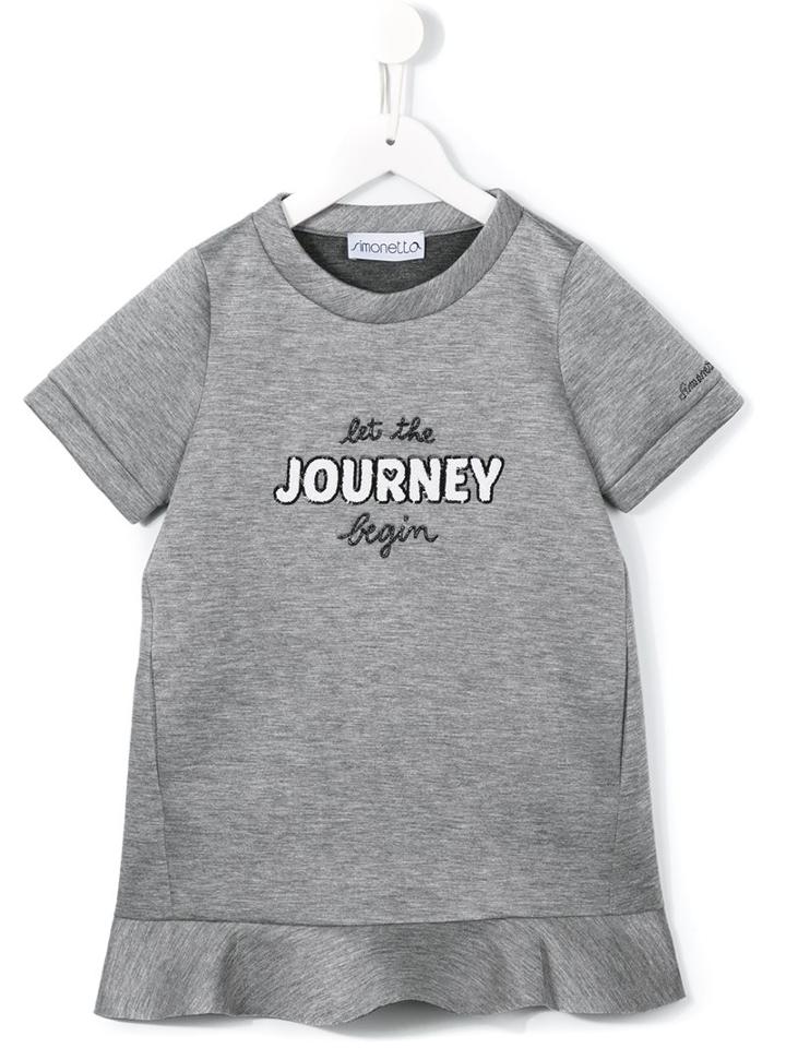 Simonetta Let The Journey Begin Printed Dress, Girl's, Size: 10 Yrs, Grey