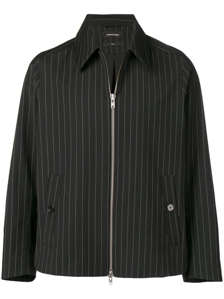 Odeur Boxy-fit Pinstriped Jacket - Black