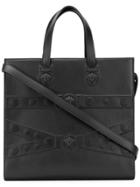 Versace Mudusa Strap Embossed Tote - Black