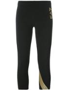 Ea7 Emporio Armani Gold Stripe Cropped Trousers, Women's, Size: Medium, Black