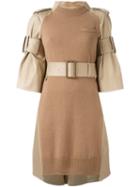 Sacai Belted Sweater Dress, Women's, Size: 2, Nude/neutrals, Cotton/cupro/wool
