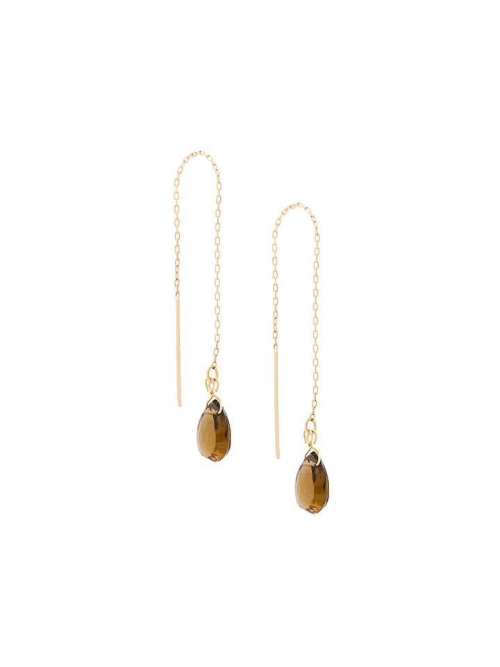 Uzerai Edits Smoked Quartz Pull-through Earrings - Metallic