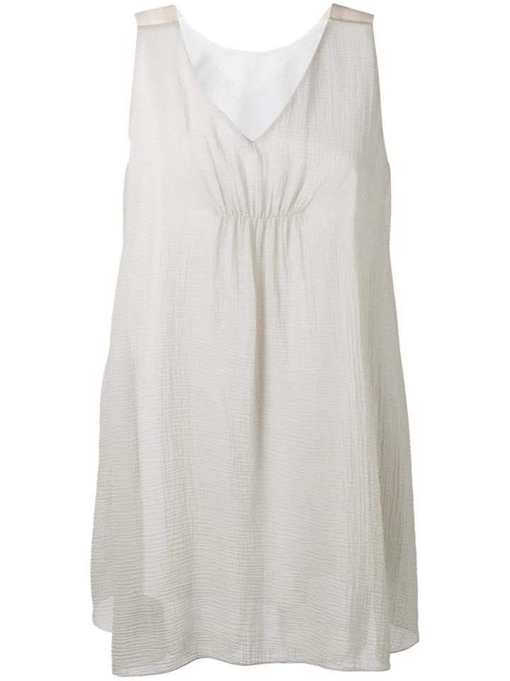 Fabiana Filippi - Elongated Back Semi-sheer Blouse - Women - Silk/cotton - 44, Grey, Silk/cotton