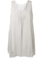 Fabiana Filippi - Elongated Back Semi-sheer Blouse - Women - Silk/cotton - 44, Grey, Silk/cotton
