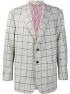 Thom Browne Plaid Boxy Blazer, Men's, Size: 3, Grey, Wool