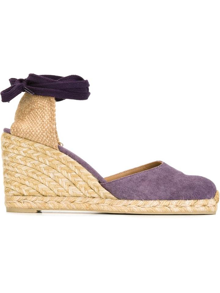 Castañer Carina Wedge Espadrilles, Women's, Size: 41, Pink/purple, Cotton/leather/rubber
