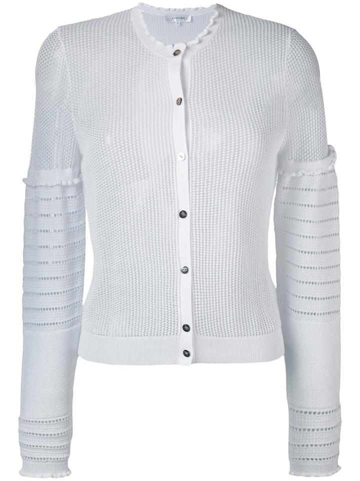 Carven - Twin-set Cardigan - Women - Cotton/nylon - L, White, Cotton/nylon