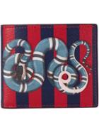 Gucci Kingsnake Print Striped Wallet - Blue