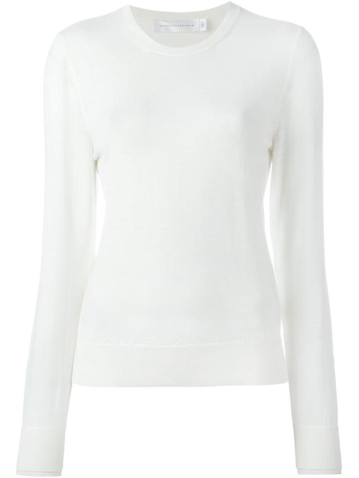 Victoria Beckham Crew Neck Sweater, Women's, Size: 8, Nude/neutrals, Wool