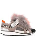 Pierre Hardy Snakeskin Panel Fur Detail Sneakers