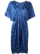 Masscob Jacquard V-neck Dress, Women's, Size: Large, Blue, Polyester/viscose/polyimide