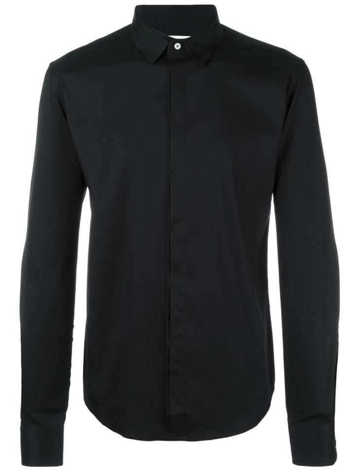 Wooyoungmi Classic Button Down Shirt, Men's, Size: 46, Black, Spandex/elastane/cotton/silk/nylon