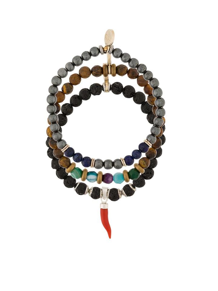 Fefè Pack Of Three Beaded Bracelets - Black