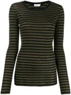 Closed Striped Knitted Shirt - Green